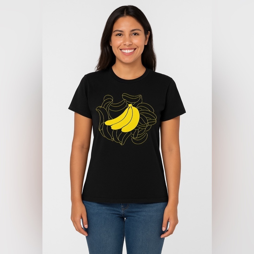 Gildan Heavy Cotton Black Banana Graphic T-Shirt Size S